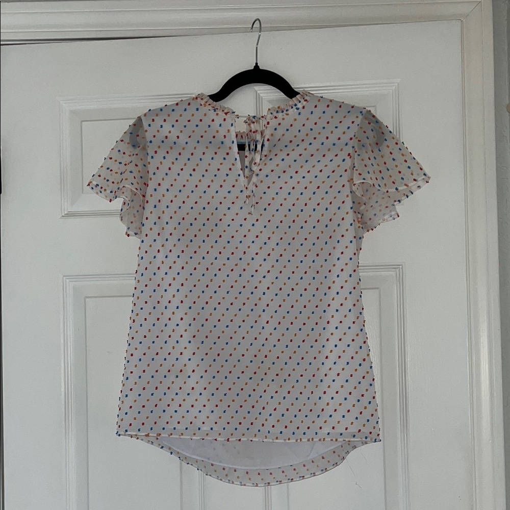 Draper James Multicolor Dot Ruffle Blouse
